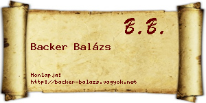Backer Balázs névjegykártya